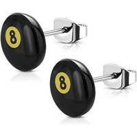 BUNGSA Ohrring-Set Ohrstecker rund Eightball Silber aus Edelstahl Unisex (1 Paar (2 Stück), 2-tlg), Ohrschmuck Ohrringe von BUNGSA