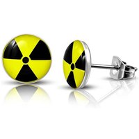 BUNGSA Ohrring-Set Ohrstecker rund Radioaktivität Silber aus Edelstahl Unisex (1 Paar (2 Stück), 2-tlg), Ohrschmuck Ohrringe von BUNGSA