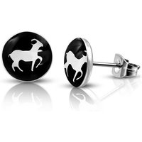 BUNGSA Ohrring-Set Ohrstecker rund Steinbock Silber aus Edelstahl Unisex (1 Paar (2 Stück), 2-tlg), Ohrschmuck Ohrringe von BUNGSA