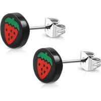 BUNGSA Ohrstecker-Set Ohrstecker Erdbeeren Schwarz aus Edelstahl Unisex (1 Paar (2 Stück), 2-tlg), Ohrschmuck Ohrringe von BUNGSA