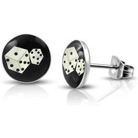 BUNGSA Ohrstecker-Set Ohrstecker Würfel Lucky Dice Schwarz-Silber aus Edelstahl Unisex (1 Paar (2 Stück), 2-tlg), Ohrschmuck Ohrringe von BUNGSA