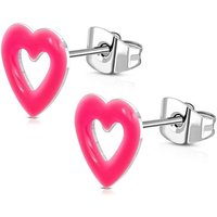 BUNGSA Paar Ohrstecker Ohrstecker offenes Neon-Herz Silber aus Edelstahl Kinder (1 Paar (2 Stück), 2-tlg), Ohrschmuck Ohrringe von BUNGSA