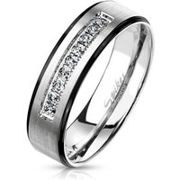 BUNGSA Partnerring Ring Paare Silber mit schwarzen Außenringen und Kristallen aus Edelsta (Ring, 1-tlg), Damen Herren von BUNGSA