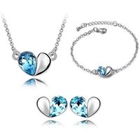 BUNGSA Schmuckset Schmuckset Blue Heart Silber aus Messing Damen (1-tlg), Geschenkset Damen von BUNGSA