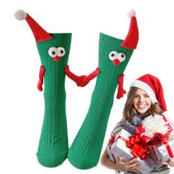 Hand in Hand Socken,Hand in Hand Socken Freundschaftssocken | 3D-Puppenpaar-Handsocken für Erwachsene, weihnachtliche Mid-Tube-Socken, süße Paare-Geschenke, Freundschaft Buniq von BUNIQ