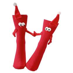 Magnetische Socken, die Hände halten, Hand in Hand Socken Freundschaftssocken, Weihnachts-Mid-Tube-Socken Neuheit 3D-Puppenpaar-Socken Socken, die Hände halten Buniq von BUNIQ