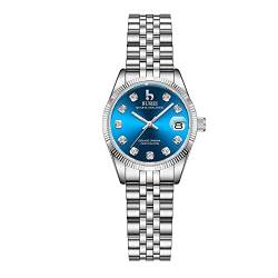 BUREI 36MM Mode Damen Uhr Silber Edelstahl Armbanduhren Analog Quarz Uhren mit Kalender muttertagsgeschenk von BUREI