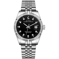 BUREI 38mm Automatik Uhr Herren Luxus Diamant Armbanduhr für Männer Mit Saphirglas Datumskalender von BUREI