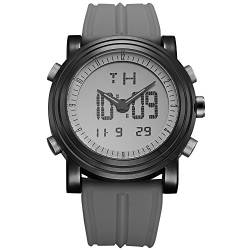 BUREI Digitale Herren Uhren Analog LED Multifunktion Sport Armbanduhr mit Alarm Stoppuhr und Kautschuk Armband von BUREI