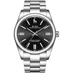 BUREI Herren Uhr Silber Analog Quarz Uhren Klassisch Einfach Wasserdicht Edelstahlband Männer Armbanduhr von BUREI
