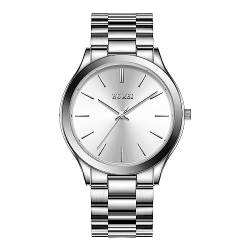 BUREI Herren Uhren Schwarze Minimalistische Quartz Armbanduhr für Männer 44mm große Kleideruhr mit Edelstahlband von BUREI