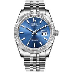 BUREI Uhr Herren Luxus Automatik Business Herrenuhren Edelstahl Armbanduhr mit Kalender für Männer von BUREI