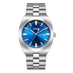 BUREI Uhren Herren Edelstahl Analog Armbanduhr Herren Wasserdicht Datum Herrenuhren Klassische Business Männer Quarzuhr Geschenke für Männer von BUREI