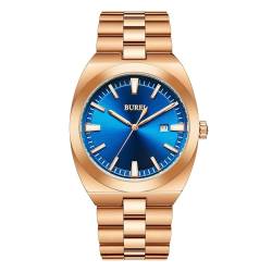 BUREI Uhren Herren Edelstahl Analog Armbanduhr Herren Wasserdicht Datum Herrenuhren Klassische Business Männer Quarzuhr Geschenke für Männer von BUREI