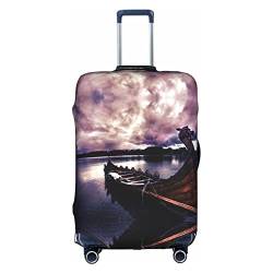 BURGHR 3D-Grafik-Universum-Gepäckabdeckung, verdickt, elastisch, waschbar, Reisekoffer-Schutzhüllen, passend für 45,7-81,3 cm Gepäck, Wikinger Boot, Large von BURGHR