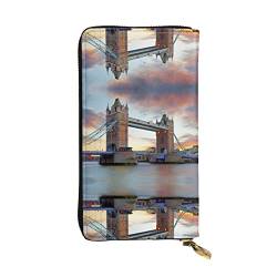 BURGHR Afrika Giraffe Majestic Tree Printed Leather Zip Around Continental Wallet, Clutch Wallet Credit Card Holder, Historische Old Tower Bridge London, Einheitsgröße, Modern von BURGHR