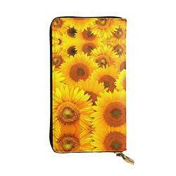 BURGHR Gelbe Sonnenblume gedruckt Leder Reißverschluss um kontinentale Brieftasche, Kupplung Brieftasche Kreditkartenhalter, Gelbe Sonnenblume, Einheitsgröße, Modern von BURGHR