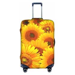 BURGHR Gelbe Sonnenblumen-Gepäckabdeckung, verdickt, elastisch, waschbar, Reisekoffer-Schutzhüllen, passend für 45,7-81,3 cm Gepäck, Gelbe Sonnenblume, Large von BURGHR