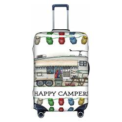 BURGHR Hello Autumn Gepäckabdeckung, verdickt, elastisch, waschbar, Reisekoffer-Schutzhüllen, passend für 45,7-81,3 cm Gepäck, Happy Camper, Small von BURGHR
