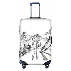 BURGHR Hello Autumn Gepäckabdeckung, verdickt, elastisch, waschbar, Reisekoffer-Schutzhüllen, passend für 45,7-81,3 cm Gepäck, Thema Skifahren, Small von BURGHR