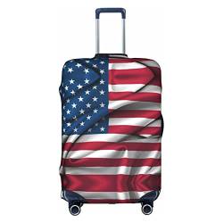 BURGHR Hello Autumn Gepäckabdeckung, verdickt, elastisch, waschbar, Reisekoffer-Schutzhüllen, passend für 45,7-81,3 cm Gepäck, US-Flagge, Small von BURGHR