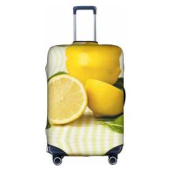 BURGHR Schwarz-weiße Golf-Gepäckabdeckung, verdickt, elastisch, waschbar, Reisekoffer-Schutzhüllen, passend für 45,7-81,3 cm Gepäck, Gelbe Zitrone., X-Large von BURGHR
