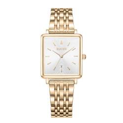 BURKER Armbanduhr Daisy Gold - Damen Uhr Liebes Geschenk für Sie - Analog Quarz Armbanduhr Quadratisch Wasserdicht 3 ATM - 28 mm von BURKER