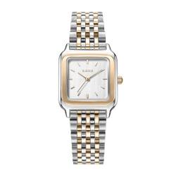 BURKER Damenuhr Macy Gold Silber - Luxuriöses Geschenk für Sie Damen Armbanduhr Analog Quarz Wasserdicht 3 ATM - 26 mm von BURKER