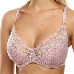 BURUVO Damen Sexy Spitze Bralette Slim Deep V BH ungefüttert Push Up Multi Size BH Lila 105C von BURUVO