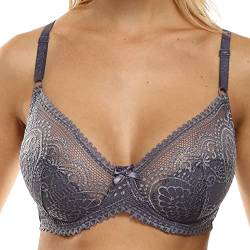 BURUVO Damen Sexy Spitze Bralette Slim Deep V BH ungefüttert Push Up Multi Size BH Lila 95B von BURUVO