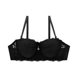 BURUVO Damen halbe Tasse BH Unterwäsche Blumendruck dünne Baumwolle Komfort sexy 85 100 Spitze BH Black 100B von BURUVO