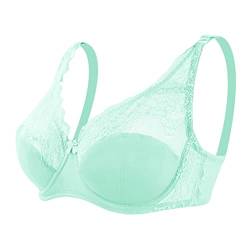 BURUVO Women's Fashion sexy lace Bra Push up Large Size Thin Cup Underwire Bra Green 75C von BURUVO