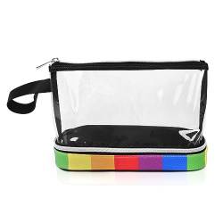 BUTLERBELL Kulturbeutel Transparent mit blickdichtem Teil I Kulturtasche zum Transport von Flüssigkeiten ! Kosmetiktasche Durchsichtig I Handgepäck-Reisezubehör I Damen & Herren (Regenbogen) von BUTLERBELL