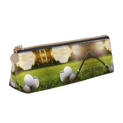 Leder-Stift- und Bleistift-Golfball-Etui, niedliches schlankes Stifteetui, niedliche Schreibwarentasche, tragbare Kosmetiktasche, Reißverschlusstasche, Golfball, Einheitsgröße, Lässiger Tagesrucksack von BUULOO