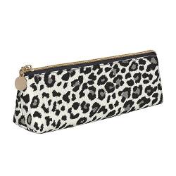 Leder Stift und Bleistift Leopard Print Case, Cute Slim Pen Case, Cute Stationery Bag, Portable Cosmetic Bag, Zipper Bag., Schwarzes Leopardenmuster, Einheitsgröße, Lässiger Tagesrucksack von BUULOO