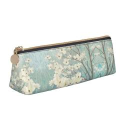 Leder Stift und Bleistift Sonnenuntergang Löwe Lamm Vogel Fall Niedlich Slim Pen Case Niedliche Schreibwaren Tasche Tragbare Kosmetiktasche Reißverschluss Tasche, Frühlings-Dogwood Blüten, von BUULOO