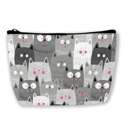 BUYIDUI Corgi Make-up-Tasche für Damen und Mädchen, tragbare Make-up-Tasche, Reise-Kulturbeutel, Graue Katze niedlich von BUYIDUI