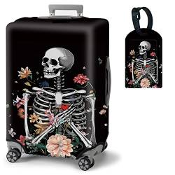 BVDIKMI Gepäckabdeckung, elastisch, staubdicht, waschbar, mit süßem Gepäckanhänger, Blumenkädel, XL - Fit 29-32 Inch Luggage von BVDIKMI