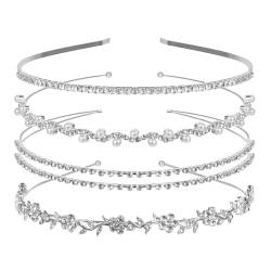 5 Stück Perlen Strass Stirnband für Frauen Mädchen, weiches elastisches Haarstyling-Zubehör, Waschclip Stirnbänder, Spa Yoga Workout Laufen Stirnbänder Kinder, Weihnachten Haardekor Hochzeitsgeschenk von BVIIE