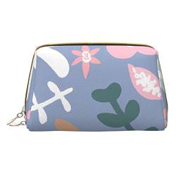 Minimalistische und stilvolle tragbare Make-up-Tasche aus Leder, florales Frühlingsmuster, bedruckte Kosmetiktasche für Mädchen und Damen, kleine Größe, Niedliche Blumen, Einheitsgröße von BVMPRS