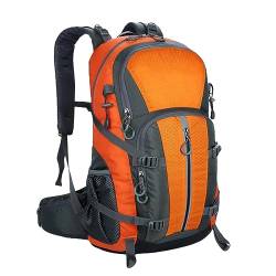 BWBIKE 40L Wanderrucksack Wasserdichte Camping Essentials Tasche Outdoor Sport Tagesrucksack Funktionelles Camping Wandern Bergsteigen Trekking Rucksack für Herren Damen,Orange von BWBIKE