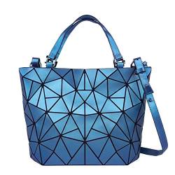 BWBIKE Frauen Geometrische Handtasche Geldbörse Faltbare Eimertasche Kunstleder Umhängetasche Damen Umhängetasche, Blau von BWBIKE