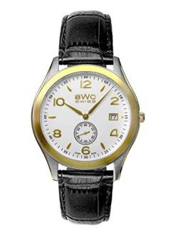 BWC Swiss Herren Uhr Analog Quarz mit Leder Armband 200355229 von BWC Swiss