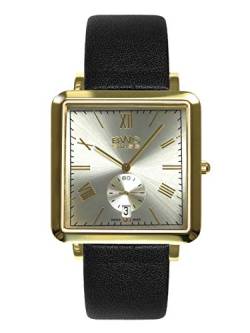 BWC Swiss Herren Uhr Analog Quarz mit Leder Armband 200605126 von BWC Swiss