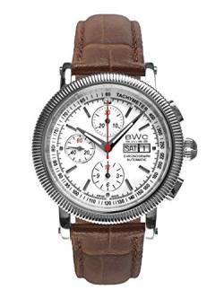 BWC Swiss Herren Uhr Chronograph Automatik mit Leder Armband 207715009 von BWC Swiss