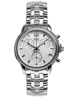 BWC Swiss Herren Uhr Chronograph Quarz mit Edelstahl Armband 210955012 von BWC Swiss