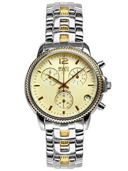BWC Swiss Herren Uhr Chronograph Quarz mit Edelstahl Armband 210955214 von BWC Swiss