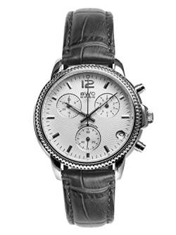 BWC Swiss Herren Uhr Chronograph Quarz mit Leder Armband 210955009 von BWC Swiss