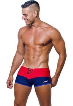 Herren-Strandhose mit Netzfutter und UV-Schutz, schnelltrocknend, umweltfreundlich - Rot-Large von BWET Swimwear