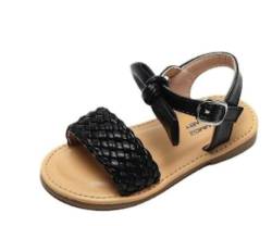 BWGHBH Kinder Mädchen Sandalen mit Klettverschluss und weicher Sohle,süße Prinzessinnenschuhen mit Schleife (Schwarz, numeric_27) von BWGHBH